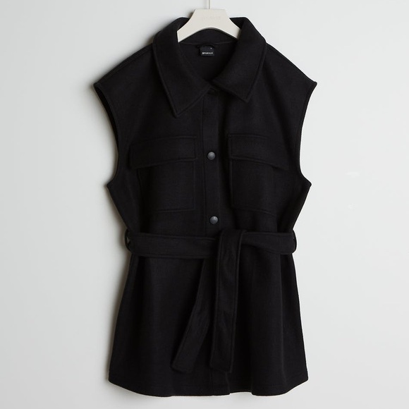 NWT Gina Tricot Vanja Black Belted cozy vest small - Picture 4 of 13